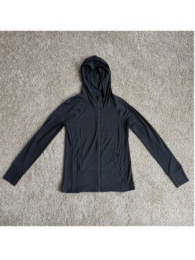 Athleta Pacifica Illume UPF Relaxed Jacket XS Black hood pockets lightweight